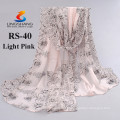 Lingshang new women's fashion long soft wrap lady shawl silk feel mulit-style chiffon scarf